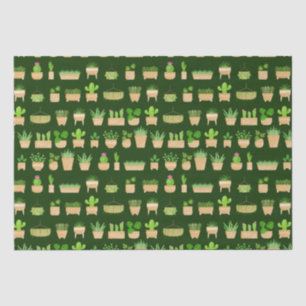 Papel De Seda Plantas caseiras Cactus no Livro Verde Escuro