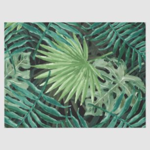 Papel De Seda Plantas Tropicais de Grande Fern Verde e Monstera