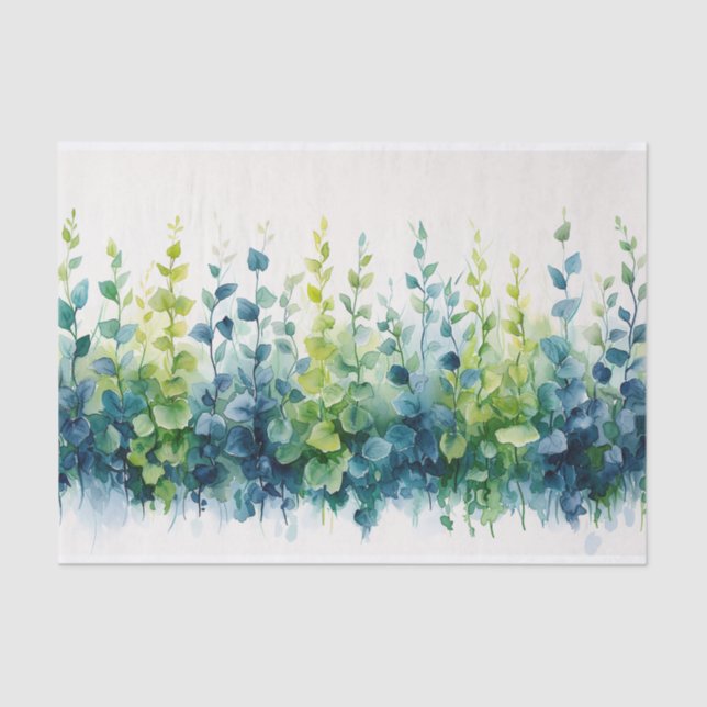 Papel De Seda Plantas Verdes Rastreadas A Cair (Frente )