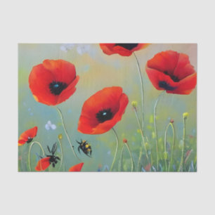 Papel De Seda Plantas Vermelhas Poppies