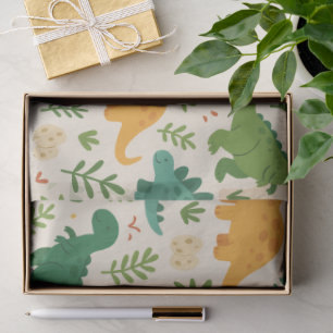 Papel De Seda Playful Padrões Pré-Históricos do Dinossauro Folha