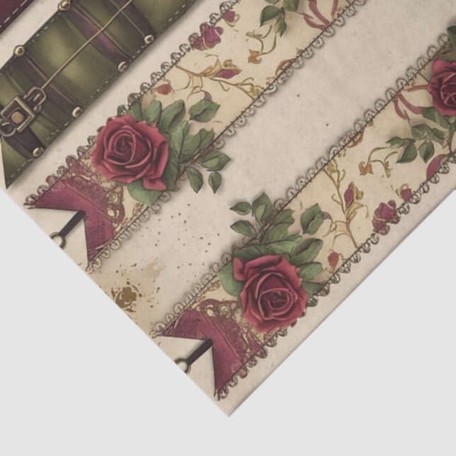 Papel De Seda Plum Roses Mechanical Steampunk  (Detalhes)