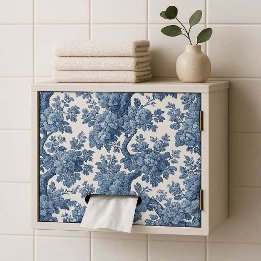 Papel De Seda Pó Romântico Toile Azul Francês Floral Vintage