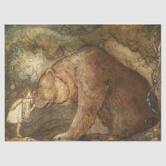Papel De Seda Pobre Urso Pequeno de John Bauer (Frente )