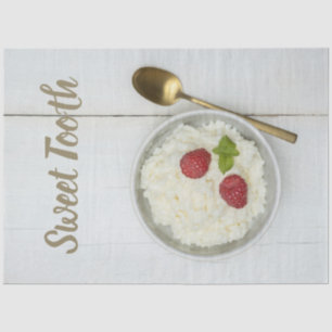 Papel De Seda Podim de arroz doce com framboesas sobremesa