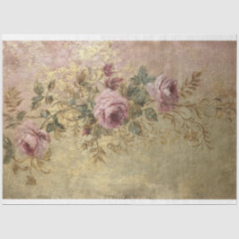 Papel De Seda Poeira Dourada, Floral Vintage & Pátina