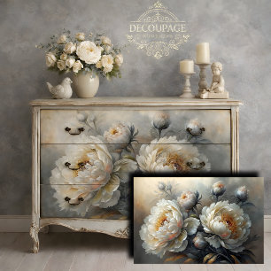 Papel De Seda Poejo Branco Florido Decoupage