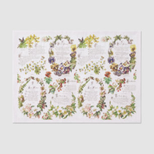 Papel De Seda Poesia da Vintagem Elegante Flores Antigas