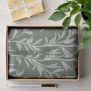 Papel De Seda Poesia das Folhas Floresta Monocromática Botânica