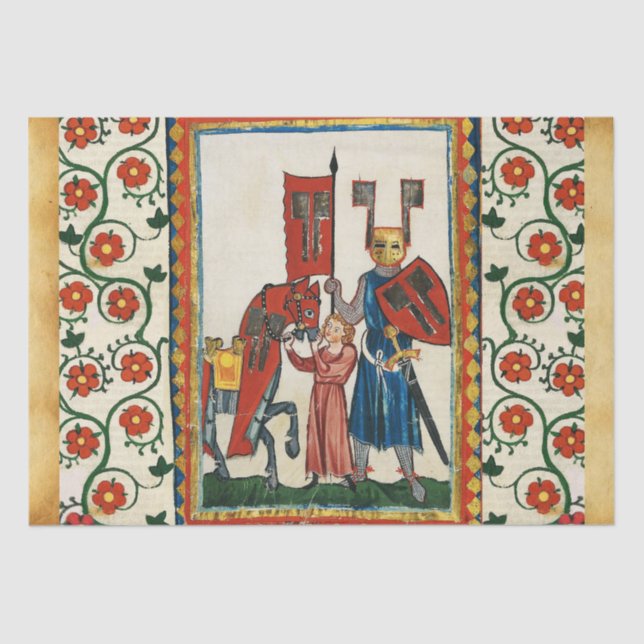 PAPEL DE SEDA POETA ALEMÃO COMO MINIATURA MEDIEVAL DO KNIGHT (Frente )
