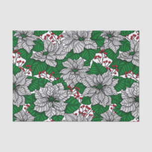 Papel De Seda Poinsettia branca, padrão de Natal