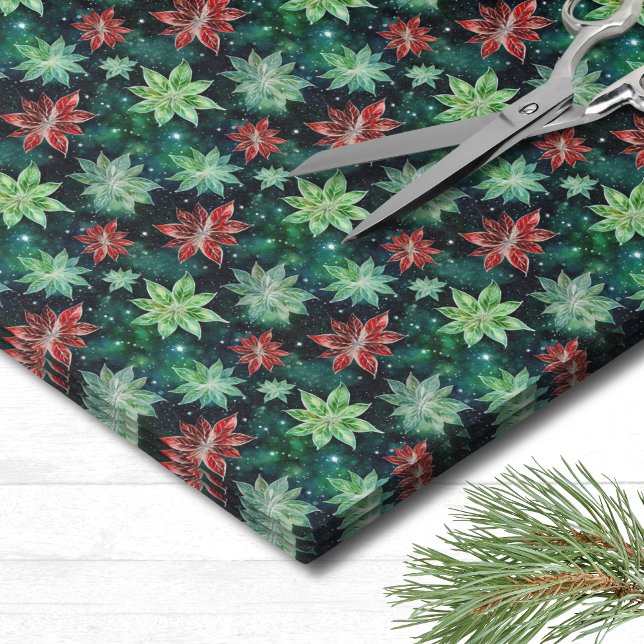 Papel De Seda Poinsettia Christmas (Classic Holiday Pattern Christmas Tissue Paper)