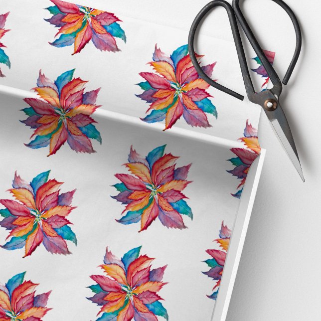 Papel De Seda Poinsettia Colorida de Natal (Unique Christmas tissue paper poinsettia design by Victoria Grigaliunas of Do Tell A Belle)