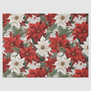 Papel De Seda Poinsettia de Natal – Design Floral de Feriado