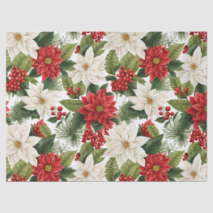 Papel De Seda Poinsettia de Natal – Design Floral de Feriado