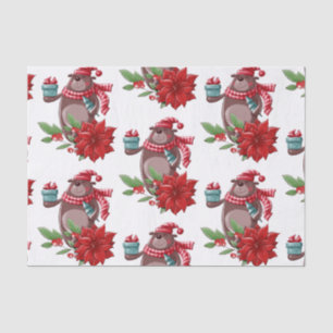 Papel De Seda Poinsettia Do Urso De Corte