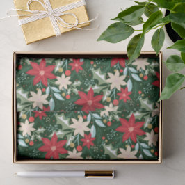 Papel De Seda Poinsettia Flores e Folhas Férias Natal