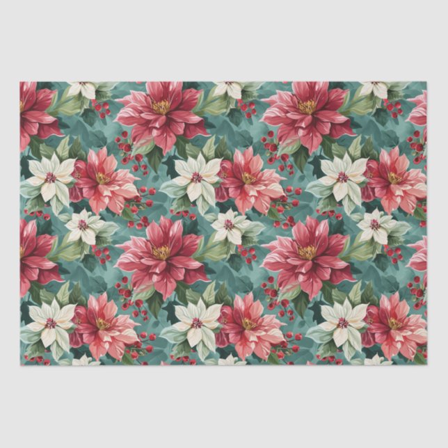 Papel De Seda Poinsettia Natal Clássica (Frente )