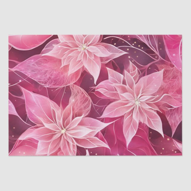 Papel De Seda Poinsettia Rosa Maciça Espessante (Frente )