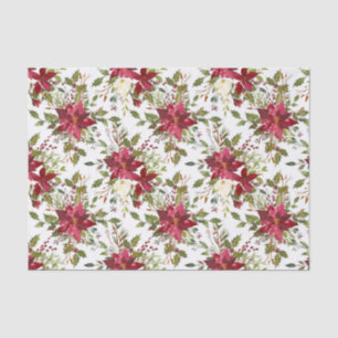 Papel De Seda Poinsettia Vermelha de Natal Elegante Floral de Fé