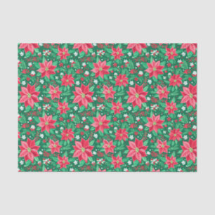 Papel De Seda Poinsettias de Natal Vermelhas e Verdes
