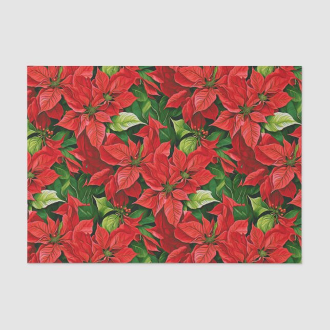 Papel De Seda Poinsettias e Holly Leaves (Frente )
