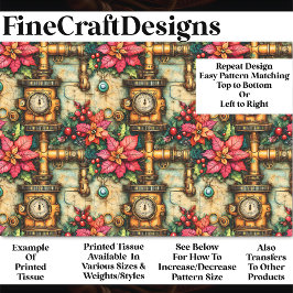 Papel De Seda Poinsettias Steampunk de Natal BM4 Decoupage