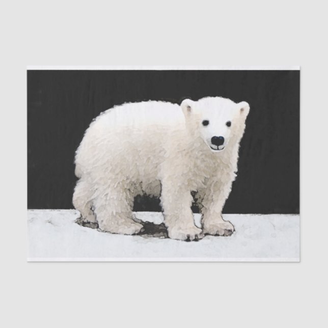 Papel De Seda Polar Bear Cub Painting - Arte Original (Frente )