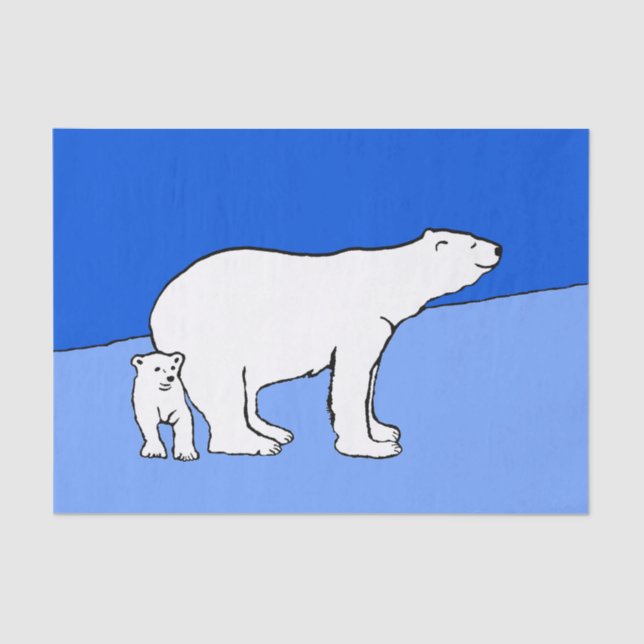 Papel De Seda Polar Bear Mãe e Pintura em Cubo - Arte Selvagem (Frente )