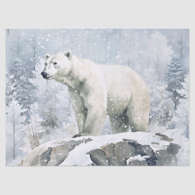 Papel De Seda Polar Bear Watercolor (Frente )