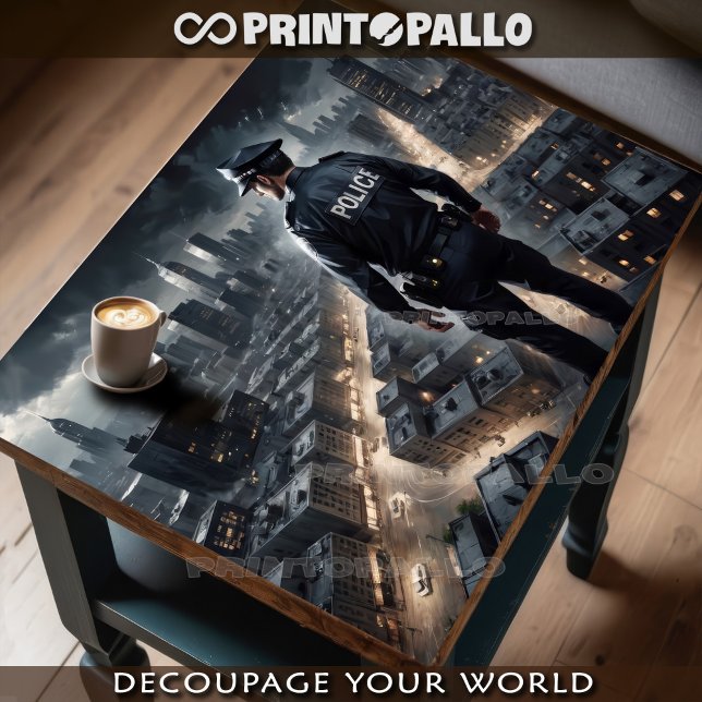 Papel De Seda Policial vigia a cidade para protegê-lo (Criador carregado)