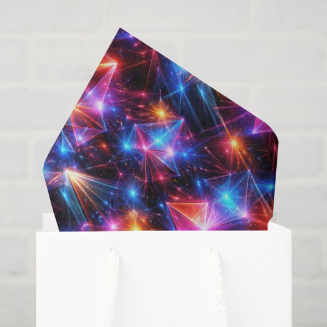 Papel De Seda Polígono Neon Abstrato com Explosões (Sacola de presentes)