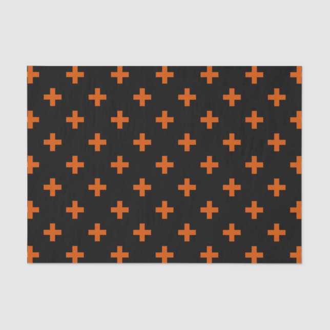 Papel De Seda Polka laranja cruza preto (Frente )