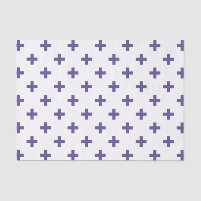 Papel De Seda Polka ultravioleta cruza em branco (Frente )