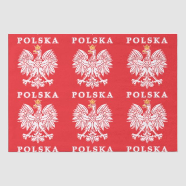 Papel De Seda Polska Com Águia Polonesa Vermelha (Frente )