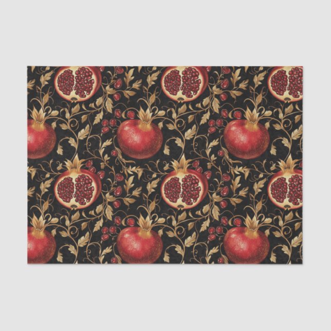 Papel De Seda Pomegranate Paradise - Padrão Floral Rico Sem Cost (Frente )