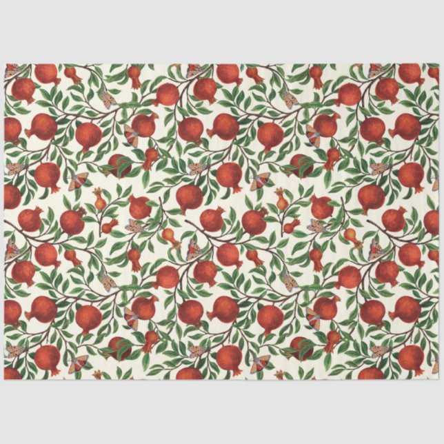 Papel De Seda Pomegranatos e Bella Moths em branco (Frente )