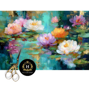 Papel De Seda Pond de Lírios Aquáticos Impressionista Decoupage