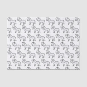 Papel De Seda Pônei Shetland Cinza Padrão de Pônei de Desenho An