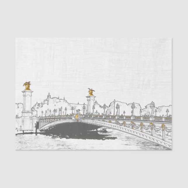 Papel De Seda Pont Alexandre III sobre o rio Sena - Paris França (Frente )