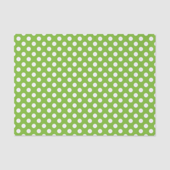 Papel De Seda Pontinhos verdes e brancos (Frente )