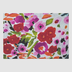 Papel De Seda Ponto de Cor Ousada Flores de Aquarela Borrachudas