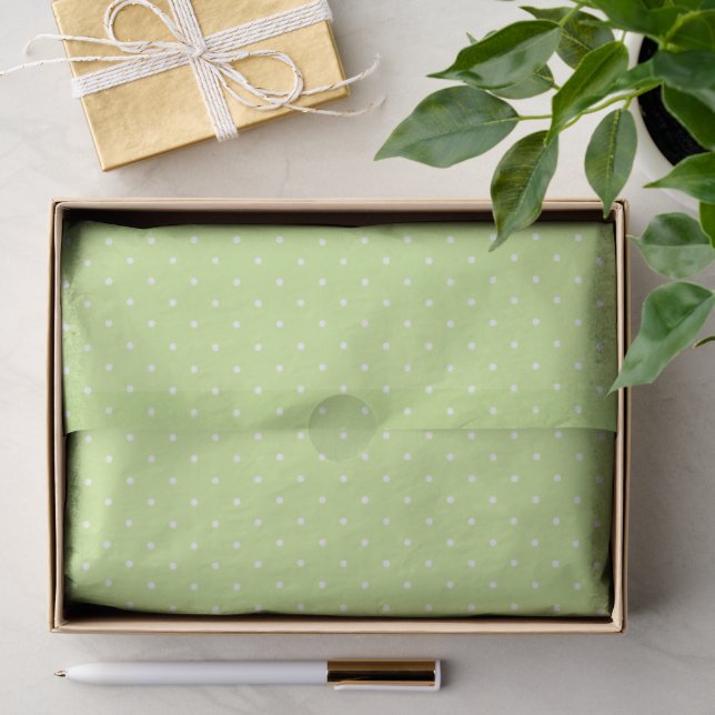 Papel De Seda Ponto Minúsculo Branco - Verde Primavera (Presente)