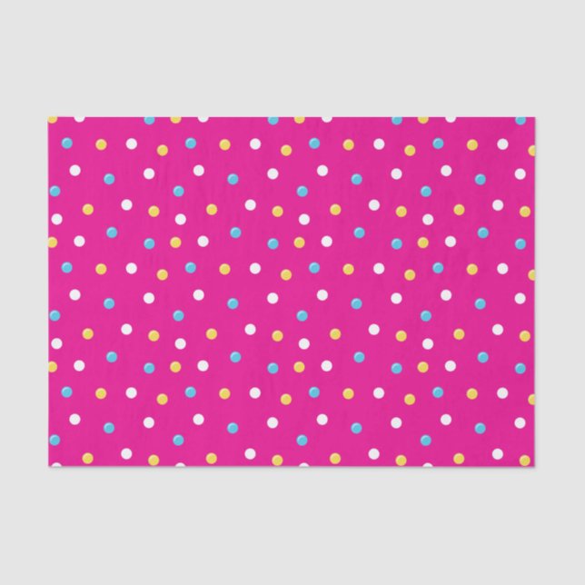 Papel De Seda Pontos amarelos, azuis e brancos (Frente )