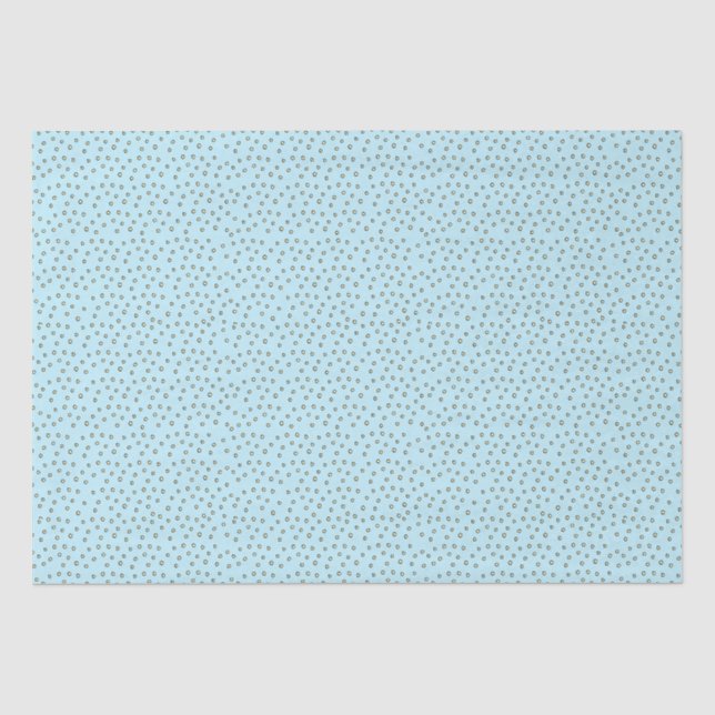 Papel De Seda Pontos amarelos simples com Fundo Azul Bebê (Frente )