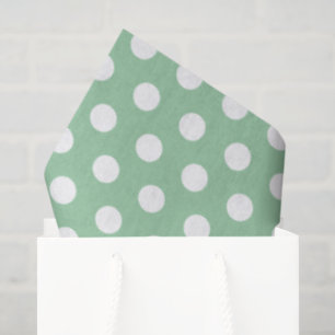 Papel De Seda Pontos Brancos em Negrito no Verde Musgo