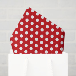 Papel De Seda Pontos Brancos Ousados em Vermelho