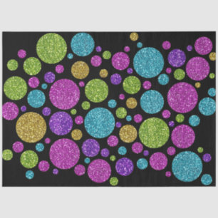 Papel De Seda Pontos brilhantes coloridos pretos