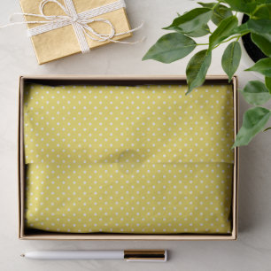 Papel De Seda Pontos Clássicos Branco - Amarelo Dourado