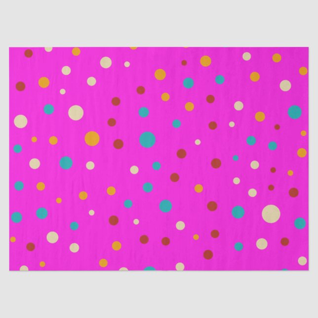 Papel De Seda Pontos Coloridos Bonitos Rosa (Frente )